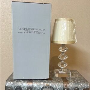 RH Restoration Hardware Vintage Crystal Tealight Lamp with Ivory Shade NIB